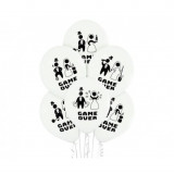 Set 6 baloane latex model Game Over alb negru 30 cm, Godan