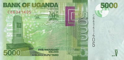 Uganda 5000 Shillings 2019 - P-51f UNC !!! foto