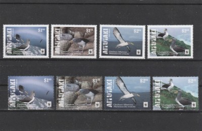 Aitutaki 2016 - Fauna , WWF , Pasari , serie 8 valori , dantelate , MNH , Mi.962-969 foto