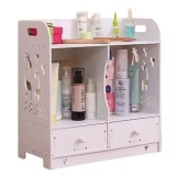 Raft Organizator Cosmetice Alb PVC, 2 Sertare, 35x18x37.5cm. Etajera Depozitare Machiaj, Creme, Parfumuri