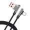 Lito - Data Cable (LD13) - USB to Type-C Fast Charging 60W, Nylon Braided, Right Angle Design, 1m - Black