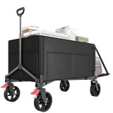 Outsunny Cărucior de grădină pliabil 150 L, cărucior de transport de plajă m&acirc;ner reglabil buzunare laterale 85 x 50 x 90 cm negru | Aosom Romania