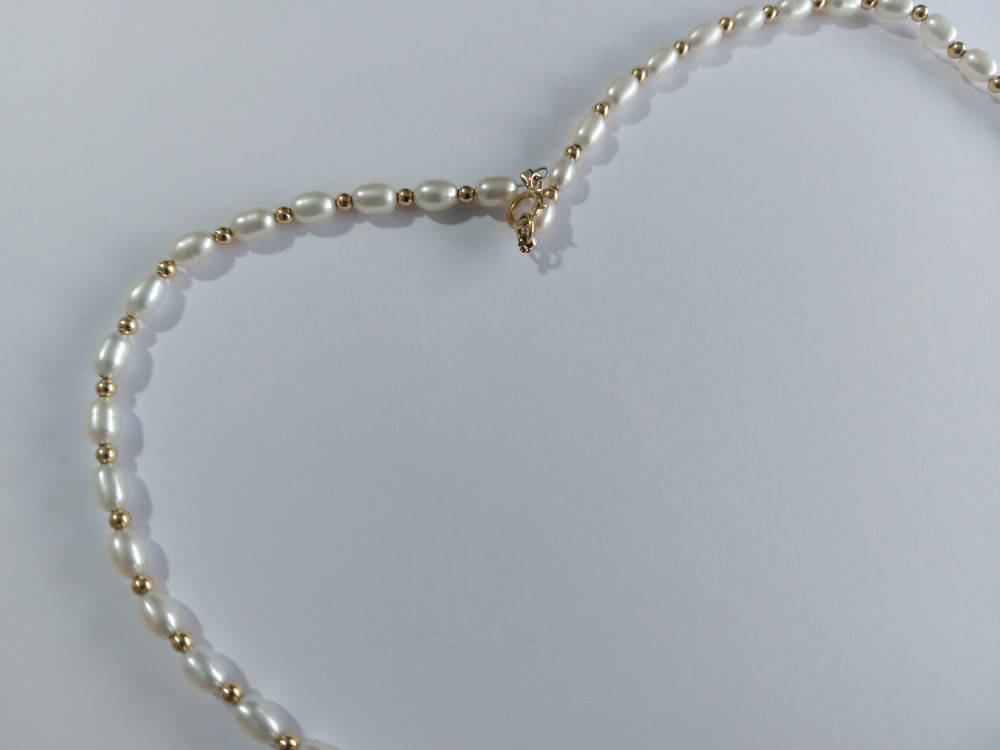 Colier din perle naturale cu aur de 18 k(XM36) | Okazii.ro
