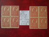 1920 Romania- Ferd. b. mare Lp72 Mi253x-2Bl.4-var.de culoare-MNH, Nestampilat