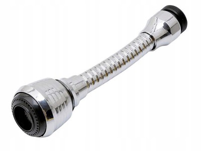 Prelungitor flexibil pentru robinet, 15 cm, cu aerator, otel inoxidabil si silicon, argintiu foto