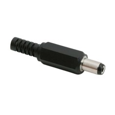 Mufa DC 2.1x5.5mm tata pe fir cu protector de cablu