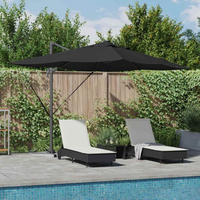 vidaXL Parasol Roma cu Picior &Icirc;ncărcat Manual Negru și negru 42003331