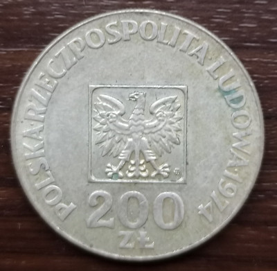 Moneda argint - 200 Zlotych 1974 - Aniversare Republica foto