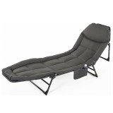 Pat de camping pliabil, tip sezlong de gradina, cu buzunar, JollyMag, AR06SZ, 200x64 cm