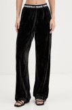 Karl Lagerfeld Jeans pantaloni de catifea culoarea negru, drept, high waist, A4W10135