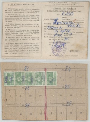 Romania, Carnet de abonat radio-televizor-radioficare, Bucuresti, 1983 foto