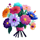 Cumpara ieftin Sticker decorativ, Buchet de Flori, Multicolor, 62 cm, 10329ST, Oem