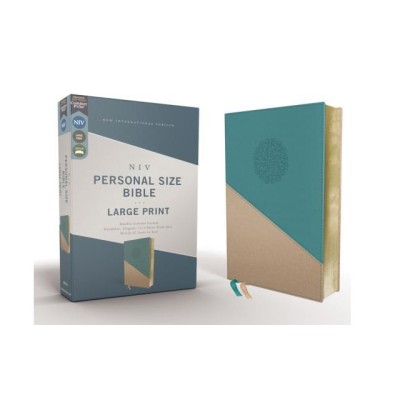 Niv, Personal Size Bible, Large Print, Leathersoft, Teal/Gold, Red Letter Edition, Comfort Print foto