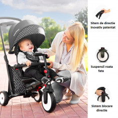 Tricicleta pliabila Smart Trike 6 in 1 STR3 Roz dotata cu frana si scaun rabatabil