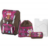 Set Ghiozdan Etui Cutie Carti si Sac Sport Schneiders The Owl Smart, 31x40x22 cm, Multicolor, Poliester, Set pentru Scoala, Set Genti Scoala, Rucsac S