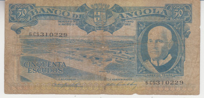 M1 - Bancnota foarte veche - Angola - 50 escudos foto