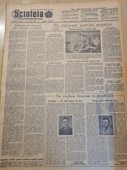 scanteia 27 mai 1955-articol botosani,com. mereni,sighisoara,targu mures
