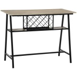 HOMCOM Masă de Bar pentru 10 Sticle, Design Modern din PAL și Oțel, Dimensiuni 120x60x91 cm, Negru și Lemn, Ideală pentru Bucătărie sau Living | Aosom