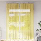 vidaXL Perdele Voile cu buzunare pentru bare 2 buc Galben 4102230