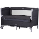 Patut pliabil Chipolino Relax anthracite linen cu laterala culisanta