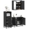 vidaXL Set mobilier de baie, 3 piese, negru, lemn compozit 3301005