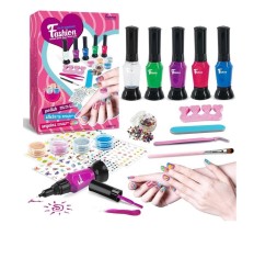 Set manichiura pentru fetite cu 5 oje, 4 culori sclipici, autocolante si accesorii