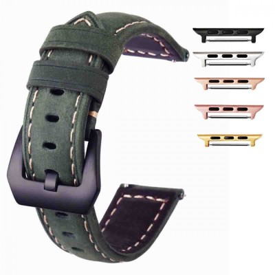 Curea piele compatibila cu Apple Watch 9|8|7|6|5|4|3|2|1 Series, 49mm|45mm|44mm|42mm, Black Forest foto