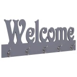 Cumpara ieftin Cuier de perete WELCOME, gri, 74 x 29,5 cm