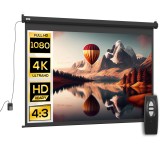 HOMCOM Ecran Proiecție, 100 inch, Format 4:3 Reglabil cu Telecomandă, Ecran de Proiecție Compact, 203x152 cm, Negru | Aosom Romania