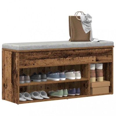 vidaXL Banchetă de pantofi, lemn vechi, 102x30,5x45 cm, lemn prelucrat 859143 foto