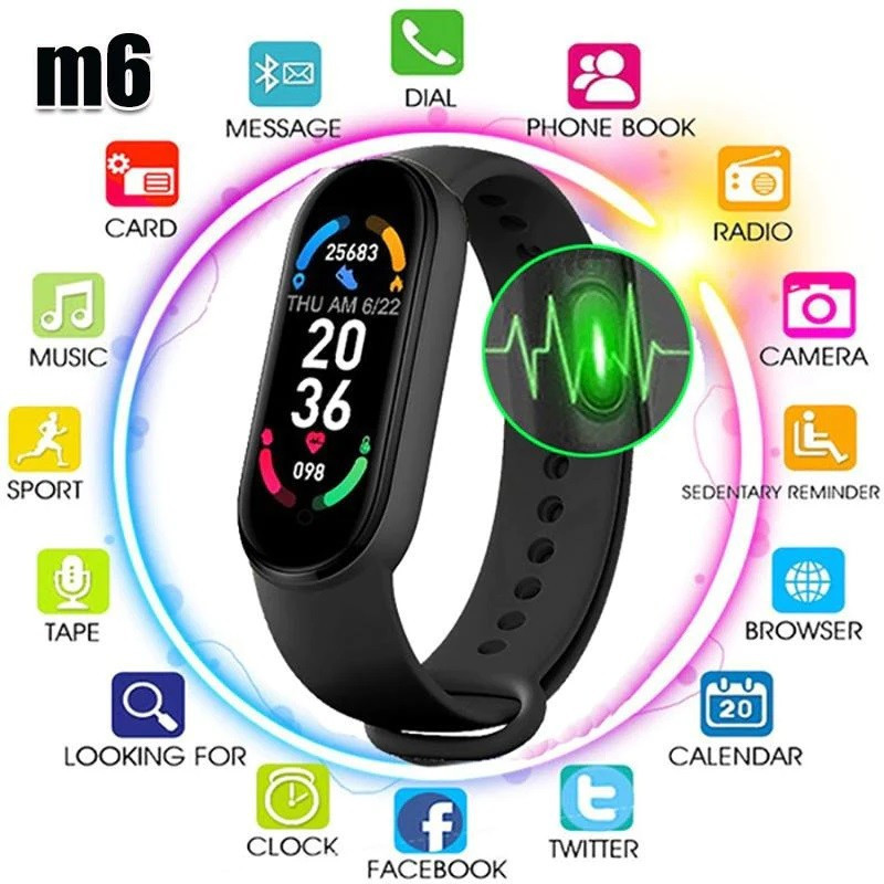 Ceas Inteligent Bluetooth, Bratara Fitness, Monitorizare Puls, Redare  Apeluri, Mesaje si Notificari, Smart Band M6 | Okazii.ro