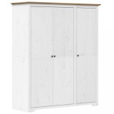 Cumpara ieftin Sifonier "BODO", alb &amp; maro, 146x53,5x173 cm, lemn masiv de pin