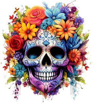 Sticker decorativ, Skull, Portocaliu, 65 cm, 1357STK-2 foto