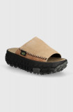 UGG papuci din piele Venture Daze Slide femei, culoarea bej, cu platforma, 1152680