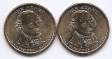 Statele Unite (SUA) Set 2 monede 1 Dolar 2007 D + P - (Presidential Dollars: 2. John Adams) KM-402 UNC !!!, America de Nord