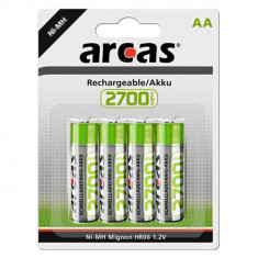 Baterie Reincarcabila Arcas AA LR6 Acumulatori Preincarcati Ni-MH 1.2V 2700mAh Blister 4 foto