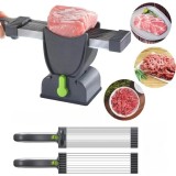 Aparat pentru feliat carnea, grosime reglabila 2 sau 4 mm, din otel inoxidabil, cu suport de plastic, gri