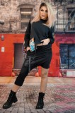 L851-1 Pantaloni asimetrici cu turul lasat, stil vagabond, L, S, S/M