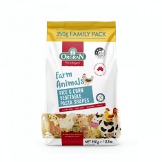 Paste in forma de animale din orez si porumb, 350g, Orgran
