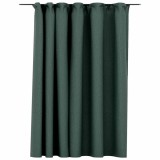Draperie opaca, aspect de in, verde, 290 x 245 cm, cu carlige