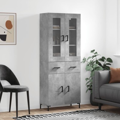 vidaXL Dulap &amp;icirc;nalt, gri beton, 69,5x34x180, lemn compozit foto
