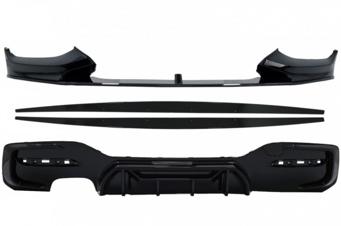 Prelungire Bara Fata BMW 1 Series F20 F21 LCI (2015-2019) cu Difuzor Bara Spate Evacuare Dubla Stanga si Extensii Praguri Laterale Hatchback M Sport N