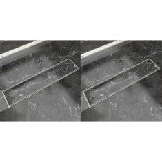 Rigolă liniară duș, 2 buc, 530 x 140 mm, oțel inoxidabil