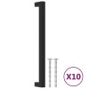 Manere de dulap, 10 buc., negru, 224 mm, otel inoxidabil