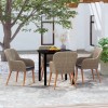 Gossi set de servit masa pentru gradina, 5 piese, cu perne, maro