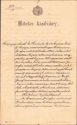 A909 Act notarial, 1903, Chișineu-Criș județul Arad foto