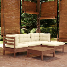 Set mobilier gradina cu perne, 5 piese, maro miere, lemn de pin GartenMobel Dekor foto