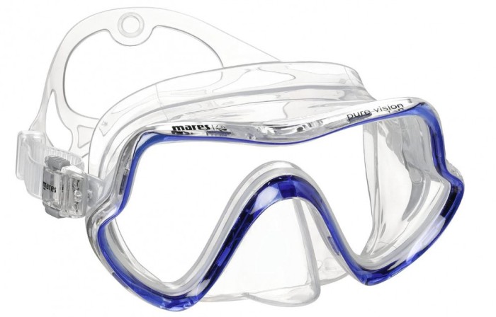 Masca de snorkeling Mares Aquazone Pure Vision, pentru adulti, Unisex, Albastru, transparent - RESIGILAT