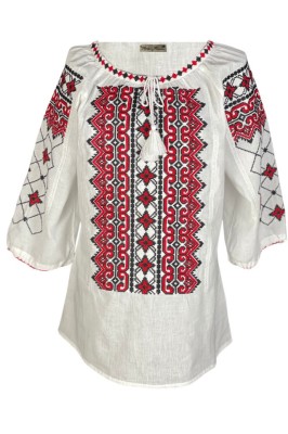 Bluza tip ie dama B23C, alb/rosu bordo , marimea XL foto