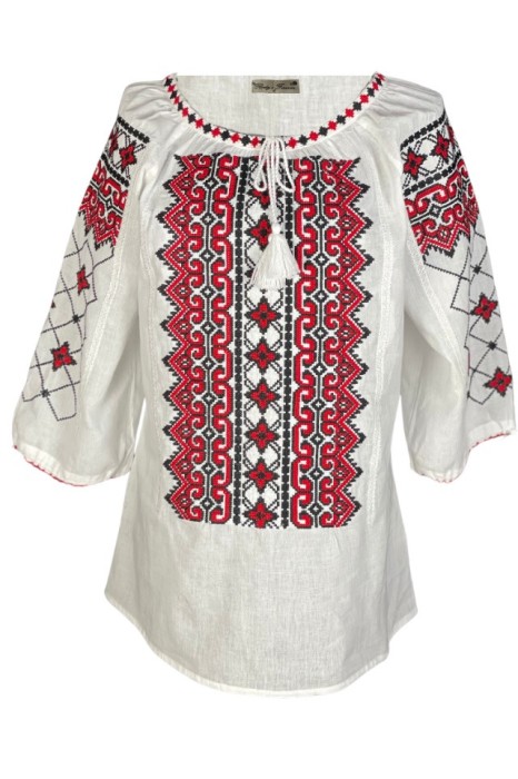 Bluza tip ie dama B23C, alb/rosu bordo , marimea XL
